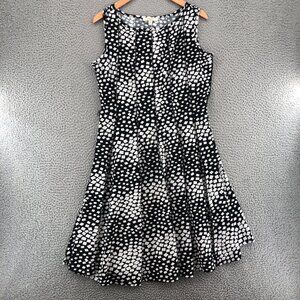 Haani Dress Womens Extra Large Petite Black Geometric Fit & Flare Panel Stretch